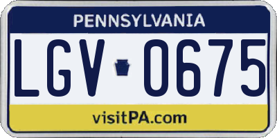 PA license plate LGV0675