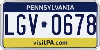 PA license plate LGV0678