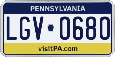 PA license plate LGV0680