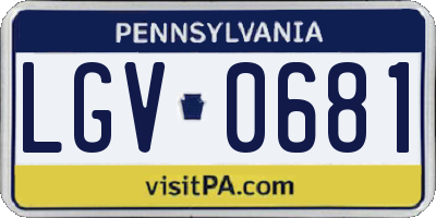 PA license plate LGV0681