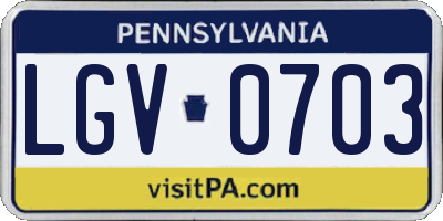 PA license plate LGV0703