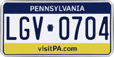 PA license plate LGV0704