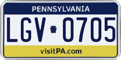 PA license plate LGV0705