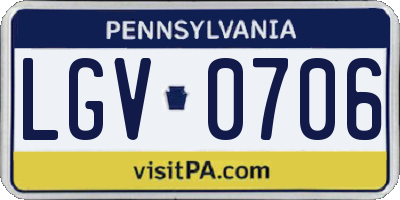 PA license plate LGV0706