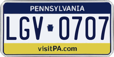 PA license plate LGV0707