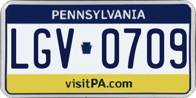 PA license plate LGV0709