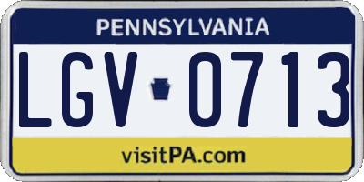 PA license plate LGV0713
