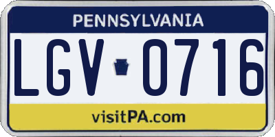 PA license plate LGV0716
