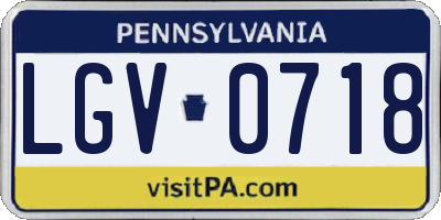 PA license plate LGV0718
