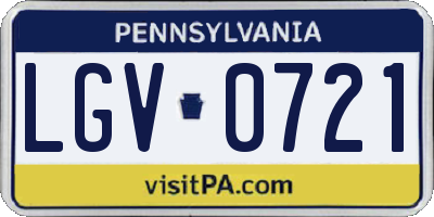 PA license plate LGV0721