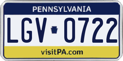 PA license plate LGV0722