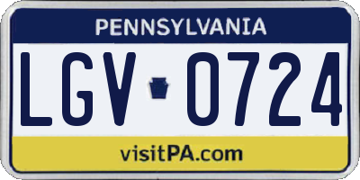 PA license plate LGV0724