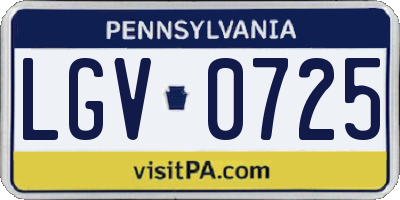 PA license plate LGV0725