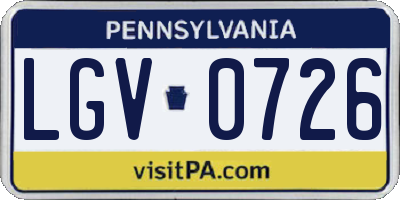PA license plate LGV0726