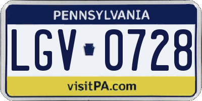 PA license plate LGV0728