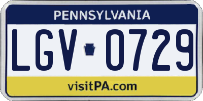 PA license plate LGV0729