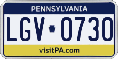PA license plate LGV0730