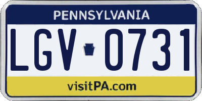 PA license plate LGV0731