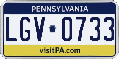 PA license plate LGV0733