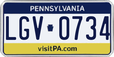 PA license plate LGV0734