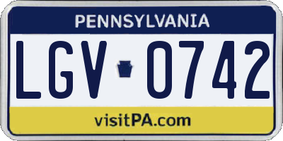 PA license plate LGV0742