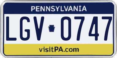 PA license plate LGV0747
