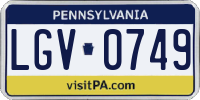 PA license plate LGV0749