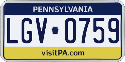PA license plate LGV0759