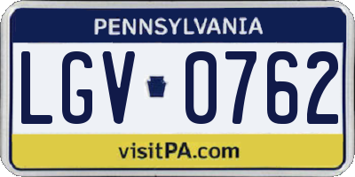 PA license plate LGV0762