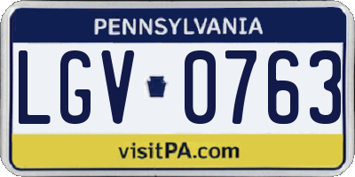 PA license plate LGV0763