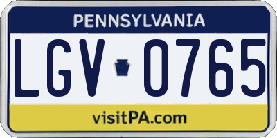 PA license plate LGV0765