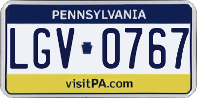 PA license plate LGV0767