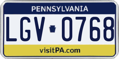 PA license plate LGV0768
