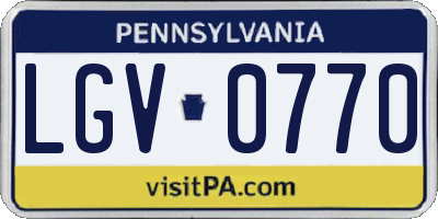 PA license plate LGV0770