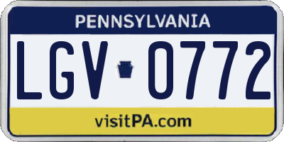 PA license plate LGV0772