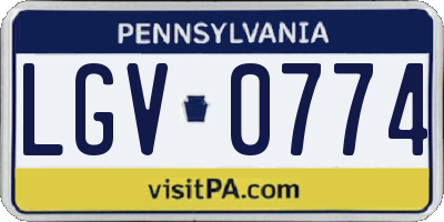 PA license plate LGV0774