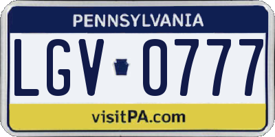 PA license plate LGV0777