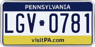 PA license plate LGV0781