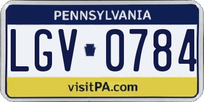 PA license plate LGV0784