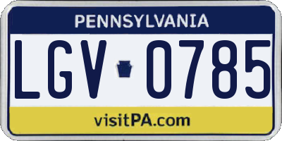 PA license plate LGV0785