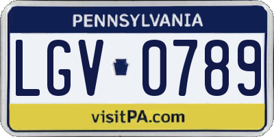 PA license plate LGV0789