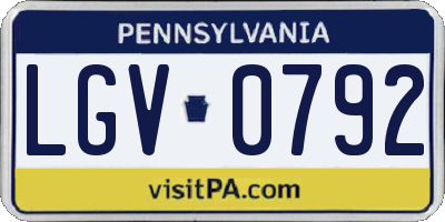 PA license plate LGV0792
