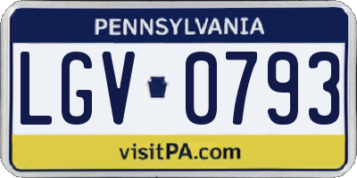 PA license plate LGV0793