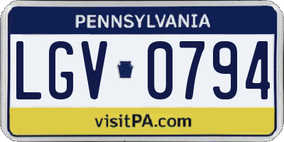 PA license plate LGV0794