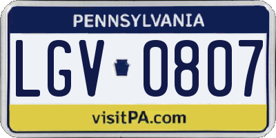 PA license plate LGV0807