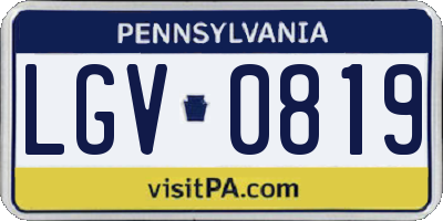 PA license plate LGV0819
