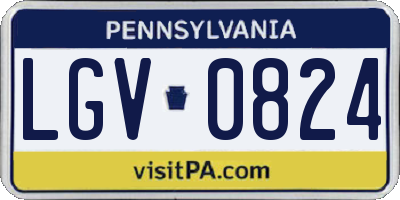 PA license plate LGV0824
