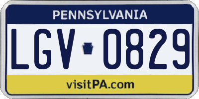 PA license plate LGV0829