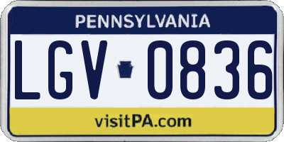 PA license plate LGV0836