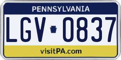 PA license plate LGV0837